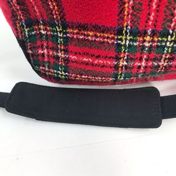 Ego Red and Black Plaid Wool Flap Front Holiday Mini Shoulder Bag - Picture 10 of 16